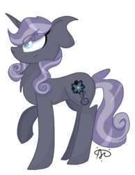 Size: 665x859 | Tagged: safe, artist:gallantserver, pony, blind, concave belly, impossibly large ears, magical lesbian spawn, offspring, parent:oc:nyx, parent:oc:snowdrop, parents:oc x oc, parents:snownyx, simple background, solo, transparent background