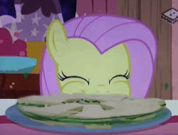 Size: 472x358 | Tagged: safe, screencap, fluttershy, pegasus, pony, discordant harmony, g4, season 7, animated, boomerang (tv channel), cute, eating, eyes closed, female, food, gif, loop, nom, open mouth, sandwich, shyabetes, solo, this will end in weight gain, volumetric mouth