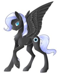 Size: 860x973 | Tagged: safe, artist:sky-draws-things, oc, oc only, oc:winter shade, pony, blind, magical lesbian spawn, offspring, parent:oc:nyx, parent:oc:snowdrop, parents:oc x oc, parents:snownyx, raised hoof, simple background, solo, transparent background