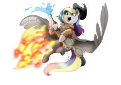 Size: 3507x2480 | Tagged: safe, artist:dormin-dim, oc, oc only, pony, fire, high res, hose, simple background, solo, transparent background