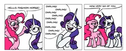 Size: 980x398 | Tagged: safe, artist:gingerfoxy, pinkie pie, rarity, earth pony, pony, unicorn, pony comic generator, g3, g4, comic, darling