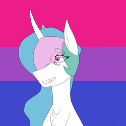 Size: 1688x1688 | Tagged: safe, artist:moonakart13, artist:moonaknight13, princess celestia, pony, g4, bisexual pride flag, bisexuality, bust, female, portrait, pride, pride flag, pride month, smiling, solo