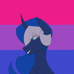Size: 1688x1688 | Tagged: safe, artist:moonakart13, artist:moonaknight13, princess luna, pony, g4, bisexual pride flag, bisexuality, bust, female, portrait, pride, pride flag, pride month, smiling, solo