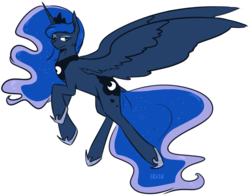 Size: 2671x2089 | Tagged: safe, artist:lrusu, princess luna, pony, g4, female, flying, high res, simple background, solo, transparent background