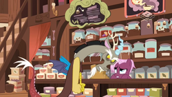 Size: 1024x576 | Tagged: safe, screencap, discord, jasmine leaf, pony, discordant harmony, g4, boomerang (tv channel)