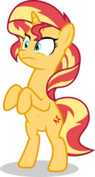 Size: 7000x13108 | Tagged: safe, artist:luckreza8, sunset shimmer, pony, unicorn, equestria girls specials, g4, mirror magic, absurd resolution, belly button, bipedal, female, in the human world for too long, mare, simple background, solo, transparent background, vector