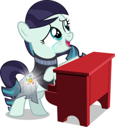 Size: 5897x6482 | Tagged: safe, artist:jhayarr23, coloratura, earth pony, pony, g4, absurd resolution, bipedal, crying, female, filly, musical instrument, piano, simple background, singing, smiling, solo, tears of joy, the magic inside, transparent background, vector