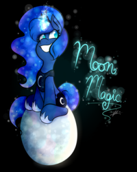 Size: 4000x5000 | Tagged: safe, artist:cosmicchrissy, princess luna, alicorn, pony, g4, absurd resolution, female, glowing horn, horn, mare, moon, solo, tangible heavenly object