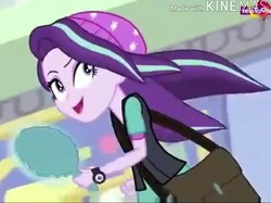 Size: 608x455 | Tagged: safe, screencap, starlight glimmer, equestria girls, equestria girls specials, g4, my little pony equestria girls: mirror magic, bag, clothes, hat, mirror, smiling, teletoon