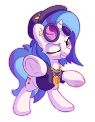 Size: 1100x1400 | Tagged: safe, artist:bobdude0, dj pon-3, vinyl scratch, pony, unicorn, g4, bling, clothes, female, hat, jewelry, looking at you, mare, necklace, one eye closed, pendant, shirt, simple background, smiling, solo, transparent background, wink