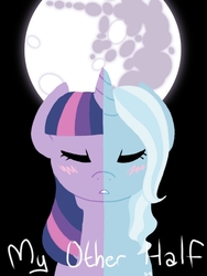 Size: 600x800 | Tagged: safe, artist:missmoosemedia, trixie, twilight sparkle, pony, unicorn, fanfic:my other half, g4, fanfic, female, lesbian, mare, ship:twixie, shipping