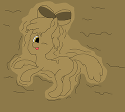 Size: 1720x1540 | Tagged: safe, artist:amateur-draw, apple bloom, earth pony, pony, g4, covered in mud, downvote bait, female, ms paint, mud, mud bath, muddy, solo, wet and messy