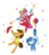 Size: 2805x3125 | Tagged: safe, artist:crazynutbob, cheese sandwich, party favor, pinkie pie, pony, g4, balloon, confetti, crossover, disney, donald duck, hand cannon, high res, jose carioca, panchito pistoles, party cannon, party trio, the three caballeros, umbrella