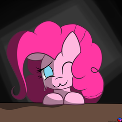 Size: 1000x1000 | Tagged: safe, artist:genericmlp, pinkie pie, earth pony, pony, g4, :3, crying, female, one eye closed, solo, tears of joy, wink