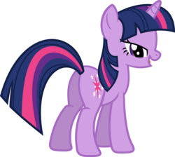 Size: 3540x3173 | Tagged: safe, artist:porygon2z, twilight sparkle, pony, unicorn, g4, bedroom eyes, butt, female, high res, mare, open mouth, plot, simple background, solo, transparent background, twibutt, unicorn twilight, vector