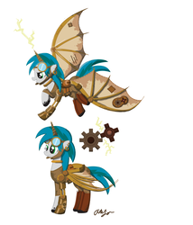 Size: 3600x4200 | Tagged: safe, artist:inkrose98, oc, oc only, pony, amputee, artificial wings, augmented, cutie mark, high res, mechanical wing, photoshop, prosthetic limb, prosthetic wing, prosthetics, solo, wings