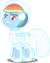 Size: 6115x7650 | Tagged: safe, artist:atomicmillennial, rainbow dash, pony, g4, absurd resolution, astronaut, female, future, mare, multicolored hair, ponies of the future, simple background, smiling, solo, spacesuit, transparent background