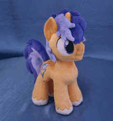 Size: 639x687 | Tagged: safe, artist:adamar44, oc, oc only, oc:sharkbutt, pony, animated, gif, irl, perfect loop, photo, plushie, rotating, stop motion