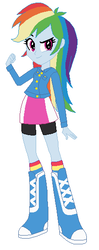 Size: 227x572 | Tagged: safe, rainbow dash, equestria girls, g4, alternate clothes, boots, clothes, denim jacket, female, jacket, jeans, pants, redesign, shoes, skirt, socks, solo, striped socks