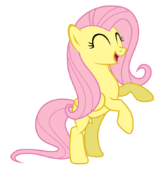 Size: 4000x4238 | Tagged: safe, artist:dribmeg, fluttershy, pegasus, pony, g4, ^^, absurd resolution, cute, eyes closed, female, happy, mare, open mouth, rearing, shyabetes, simple background, smiling, solo, transparent background, vector