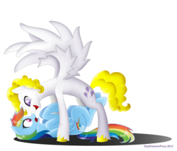 Size: 3863x3300 | Tagged: safe, artist:blackgryph0n, artist:daydreamerpony, edit, rainbow dash, surprise, pony, g1, g4, female, g1 to g4, generation leap, high res, male, rule 63, ship:surprisedash, shipping, straight