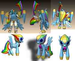 Size: 1942x1568 | Tagged: safe, rainbow dash, pony, robot, robot pony, g4, 3d, armor, design, figure, model, roboticization, transformerfied, transformers