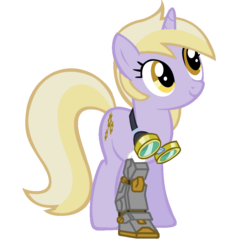 Size: 900x900 | Tagged: safe, artist:dlazerous, dinky hooves, pony, unicorn, g4, amputee, female, goggles, mare, older, photoshop, prosthetic limb, prosthetics, simple background, solo, transparent background