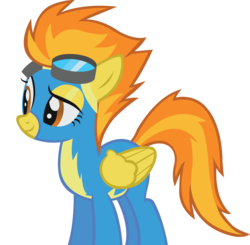 Size: 3105x3042 | Tagged: safe, artist:midnite99, spitfire, pegasus, pony, g4, the best night ever, clothes, female, goggles, high res, mare, show accurate, simple background, solo, transparent background, uniform, vector, vector trace, wonderbolts uniform