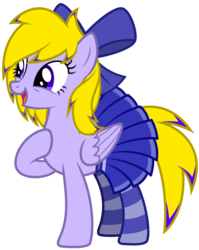 Size: 4256x5343 | Tagged: safe, artist:timeymarey007, oc, oc only, oc:limey candy, pegasus, pony, .svg available, absurd resolution, bow, clothes, cute, female, happy, mare, ocbetes, pleated skirt, simple background, skirt, skirt lift, socks, solo, striped socks, transparent background, vector