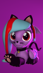 Size: 1260x2160 | Tagged: safe, artist:melodismol, oc, oc only, oc:star beats, pegasus, pony, 3d, bell, bell collar, collar, kitty suit, simple background, solo, source filmmaker