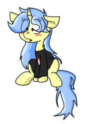 Size: 5679x7999 | Tagged: safe, artist:rainysunshine, oc, oc only, oc:viewing pleasure, pony, tumblr:ask viewing pleasure, absurd resolution, blushing, clothes, cute, female, oversized clothes, oversized shirt, shading, shirt, simple background, sitting, transparent background