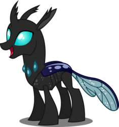 Size: 3761x4000 | Tagged: safe, artist:dashiesparkle, changedling, changeling, dark changedling, .svg available, alternate color palette, high res, open mouth, simple background, smiling, solo, transparent background, vector