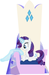 Size: 6737x10265 | Tagged: safe, artist:xhalesx, rarity, pony, unicorn, equestria girls, g4, my little pony equestria girls: rainbow rocks, .svg available, absurd resolution, female, friendship throne, glowing horn, horn, inkscape, levitation, magic, mare, ponyscape, simple background, solo, telekinesis, throne, towel, transparent background, vector, vector trace