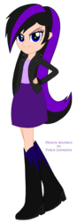 Size: 1143x3271 | Tagged: safe, artist:pyrus-leonidas, oc, oc only, oc:lilac steele, equestria girls, g4, boots, clothes, equestria girls-ified, female, fingerless gloves, gloves, hand on hip, high heel boots, jacket, looking at you, shoes, simple background, skirt, smiling, solo, sunset shimmer's boots, sunset shimmer's clothes, transparent background