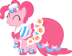 Size: 5000x3942 | Tagged: safe, artist:lextsy, pinkie pie, earth pony, pony, g4, the best night ever, ^^, absurd resolution, clothes, dress, eyes closed, female, gala dress, mare, simple background, solo, transparent background, vector