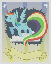 Size: 3000x3750 | Tagged: safe, artist:klarnetist, rainbow dash, pony, g4, the mysterious mare do well, backwards cutie mark, female, high res, partly pointy, pointy ponies, poster, solo, vector