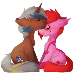 Size: 2220x2184 | Tagged: safe, artist:oddends, oc, oc only, pony, couple, female, high res, male, simple background, straight, transparent background