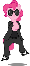 Size: 2824x6021 | Tagged: safe, artist:shadow15991, pinkie pie, earth pony, pony, g4, absurd resolution, clothes, female, gangnam style, jacket, meme, pants, simple background, solo, sunglasses, transparent background, vector