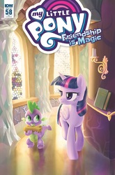 Size: 1054x1600 | Tagged: safe, artist:pencils, idw, spike, twilight sparkle, alicorn, dragon, pony, g4, spoiler:comic, spoiler:comic58, spoiler:comic59, cover, twilight sparkle (alicorn)