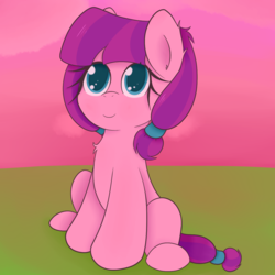 Size: 1200x1200 | Tagged: safe, artist:zlight, lily longsocks, earth pony, pony, g4, adorasocks, chest fluff, colored pupils, cute, ear fluff, female, filly, lilydorable, sitting, solo