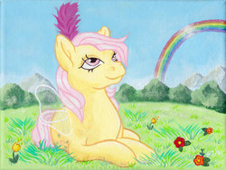 Size: 600x452 | Tagged: safe, artist:emfen, rosedust, flutter pony, pony, g1, acrylic painting, canvas, female, nature, queen rosedust, traditional art