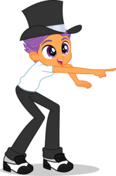 Size: 1267x1916 | Tagged: safe, artist:punzil504, tender taps, equestria girls, g4, on your marks, clothes, dancing, equestria girls-ified, hat, male, pants, shirt, shoes, simple background, smiling, solo, tap shoes, top hat, transparent background