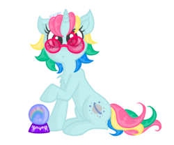 Size: 1023x853 | Tagged: safe, artist:crystal-sushi, moonstone, pony, unicorn, g1, crystal ball, female, glasses, simple background, solo, transparent background