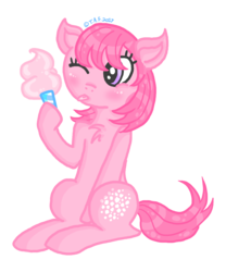 Size: 1024x1229 | Tagged: safe, artist:crystal-sushi, cotton candy (g1), earth pony, pony, g1, cotton candy, female, mare, simple background, solo, tongue out, transparent background
