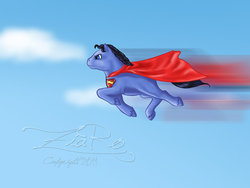 Size: 800x603 | Tagged: safe, artist:z1ar0, pony, blank flank, cape, clothes, male, ponified, signature, solo, superman