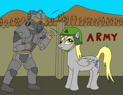 Size: 3300x2550 | Tagged: safe, artist:stupidprivate913, derpy hooves, pony, g4, arch dornan, crossover, enclave, fallout, fallout 2, high res