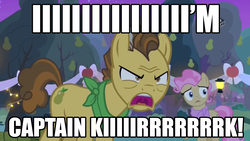 Size: 1280x720 | Tagged: safe, edit, edited screencap, screencap, grand pear, mayor mare, pony, g4, the perfect pear, image macro, james t kirk, meme, non-dyed mayor, star trek, the enemy within, voice actor joke, william shatner