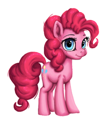 Size: 468x519 | Tagged: safe, artist:erim-kawamori, pinkie pie, earth pony, pony, g4, female, looking at you, mare, simple background, smiling, solo, standing, three quarter view, white background