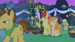 Size: 809x455 | Tagged: safe, screencap, bright mac, grand pear, granny smith, pear butter, earth pony, pony, g4, the perfect pear, animated, boomerang (tv channel), comforting, female, gif, husband and wife, male, mother and child, mother and daughter-in-law, mother and son, sad, ship:brightbutter, shipping, stallion, straight