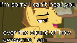 Size: 1024x576 | Tagged: safe, edit, edited screencap, screencap, grand pear, pony, g4, the perfect pear, image macro, male, meme, solo, voice actor joke, william shatner, young grand pear, younger